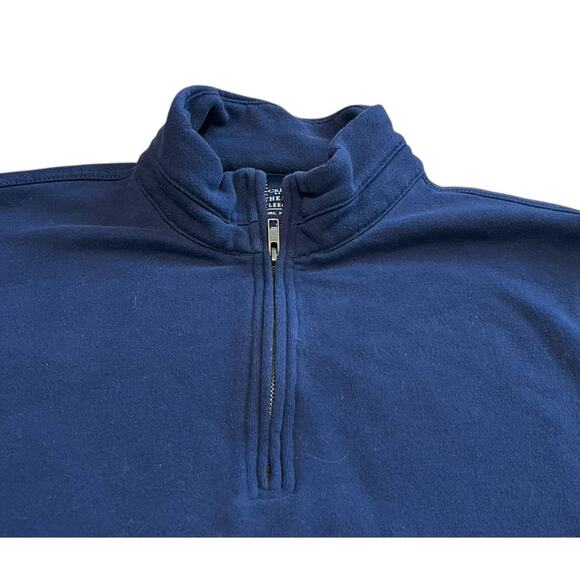 J CREW Mens Navy Blue 1/4 Zip Authentic Fleece Sweatshirt Size Large Pocket - Picture 2 of 5